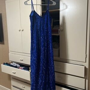 Blue beaded and sequin dress
